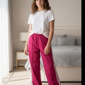 Kids' Fuchsia Joggers with White Stripes